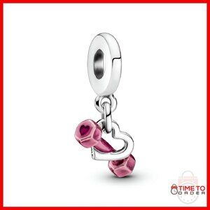 Sterling Silver Dumbbell Heart Charm Bracelet Accessory